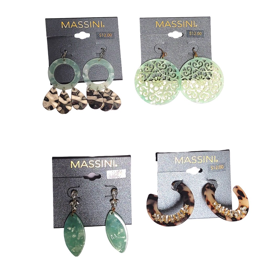 Massini Lot Of 4 Pairs Of Pierced Dangle Earrings 45$